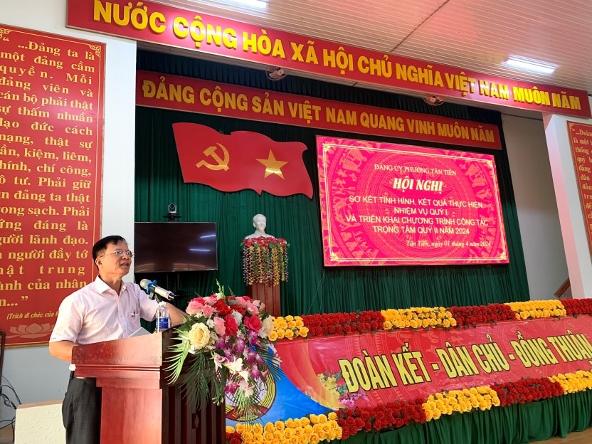 Đảng ủy phường Tân Tiến tổ chức Hội nghị Sơ kết tình hình, kết quả thực hiện nhiệm vụ quý I năm 2024 và triển khai chương trình công tác trọng tâm quý II năm 2024